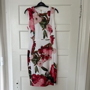 Calvin Klein Floral Sleeveless Dress - White and Red
